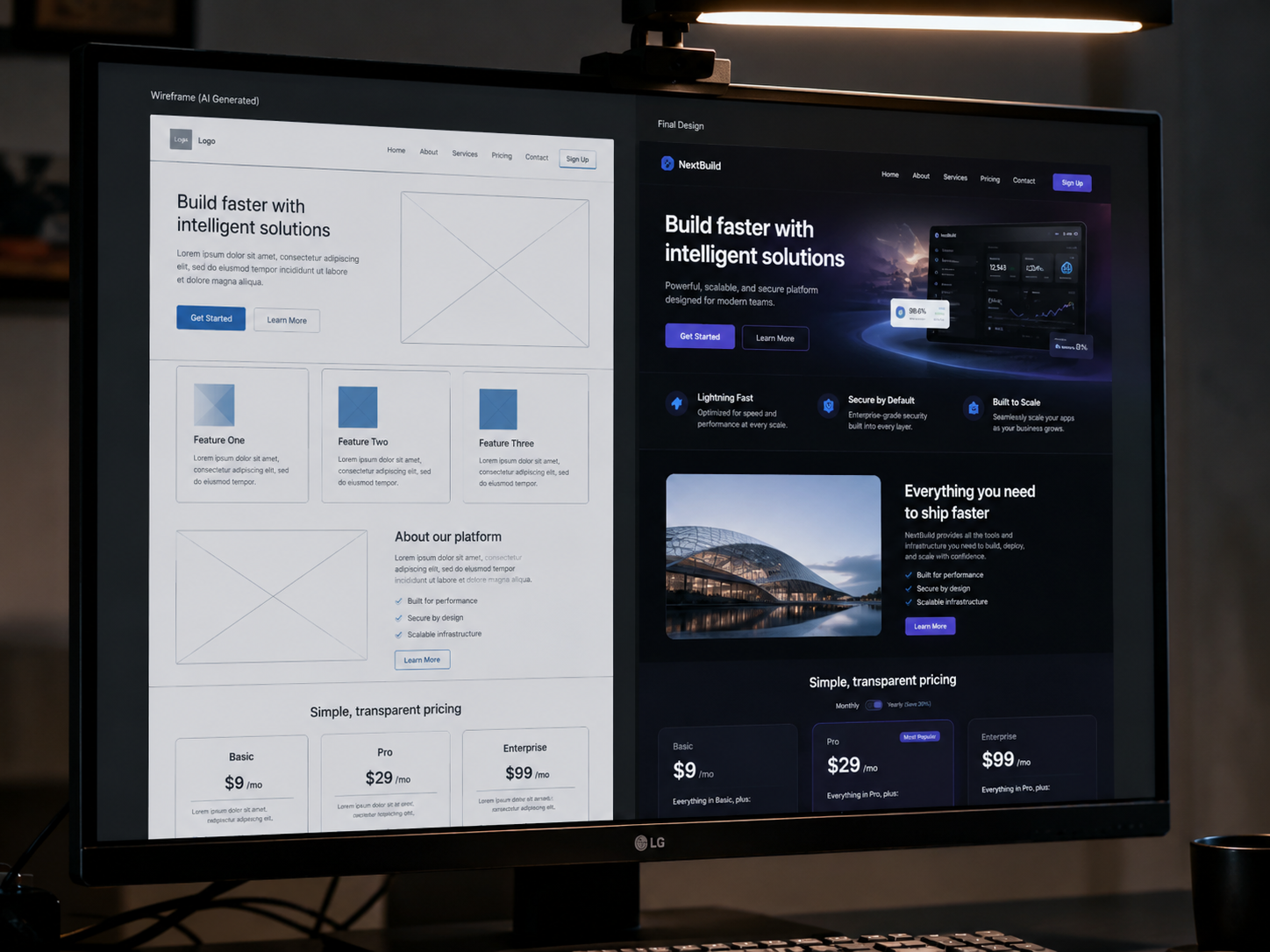 Prototype vs site finalisé