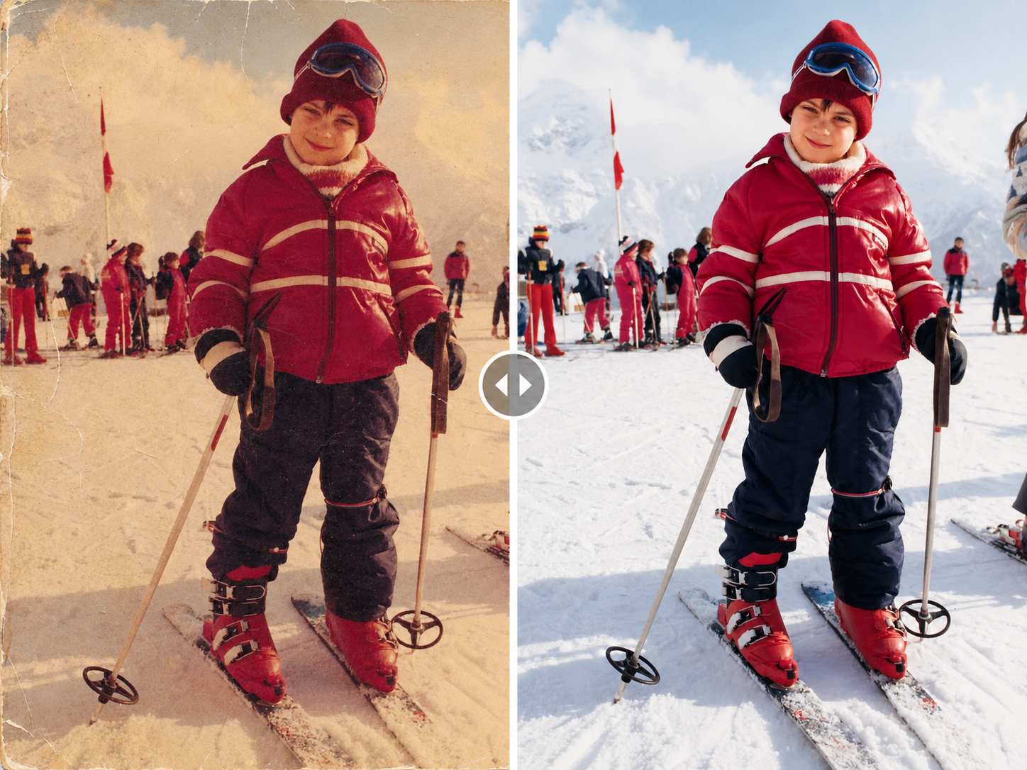 Portrait ski — avant/après