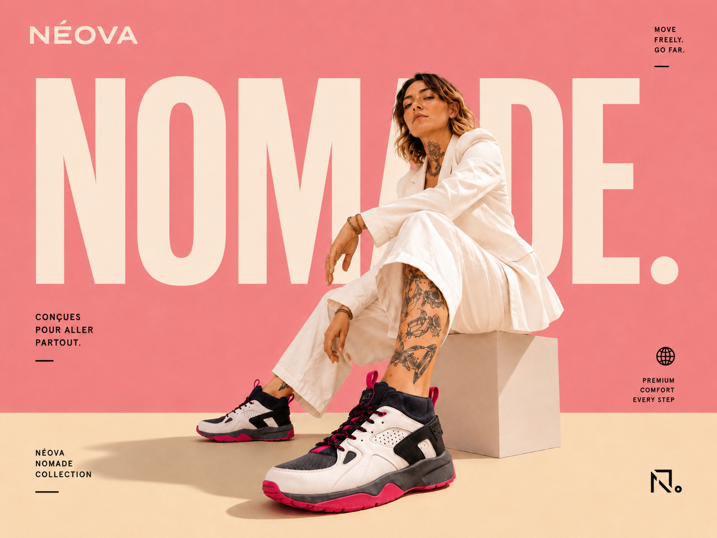 Campagne poster — fond rose
